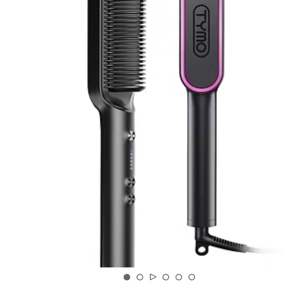 TYMO Black Hair Straightening Brush with Pink Trim
